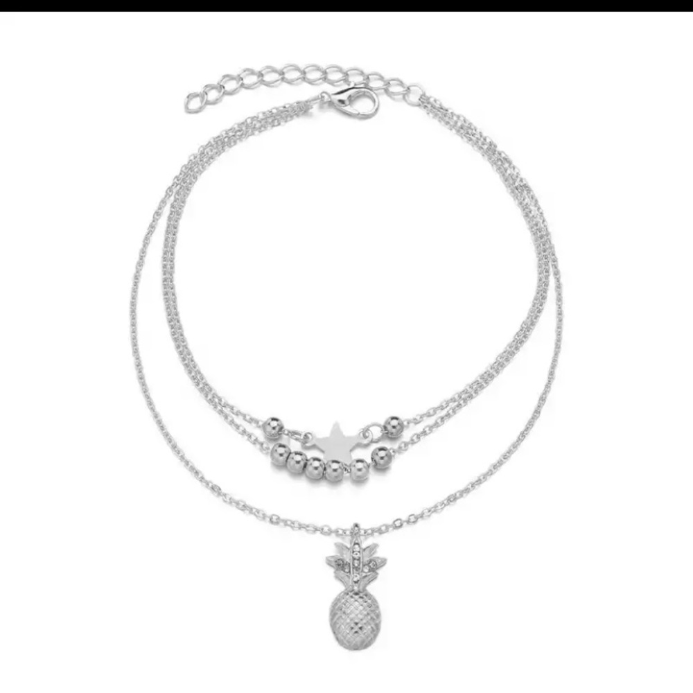 New Pineapple/Star Silver/Gold Anklet Bracelet - Picture 4 of 5